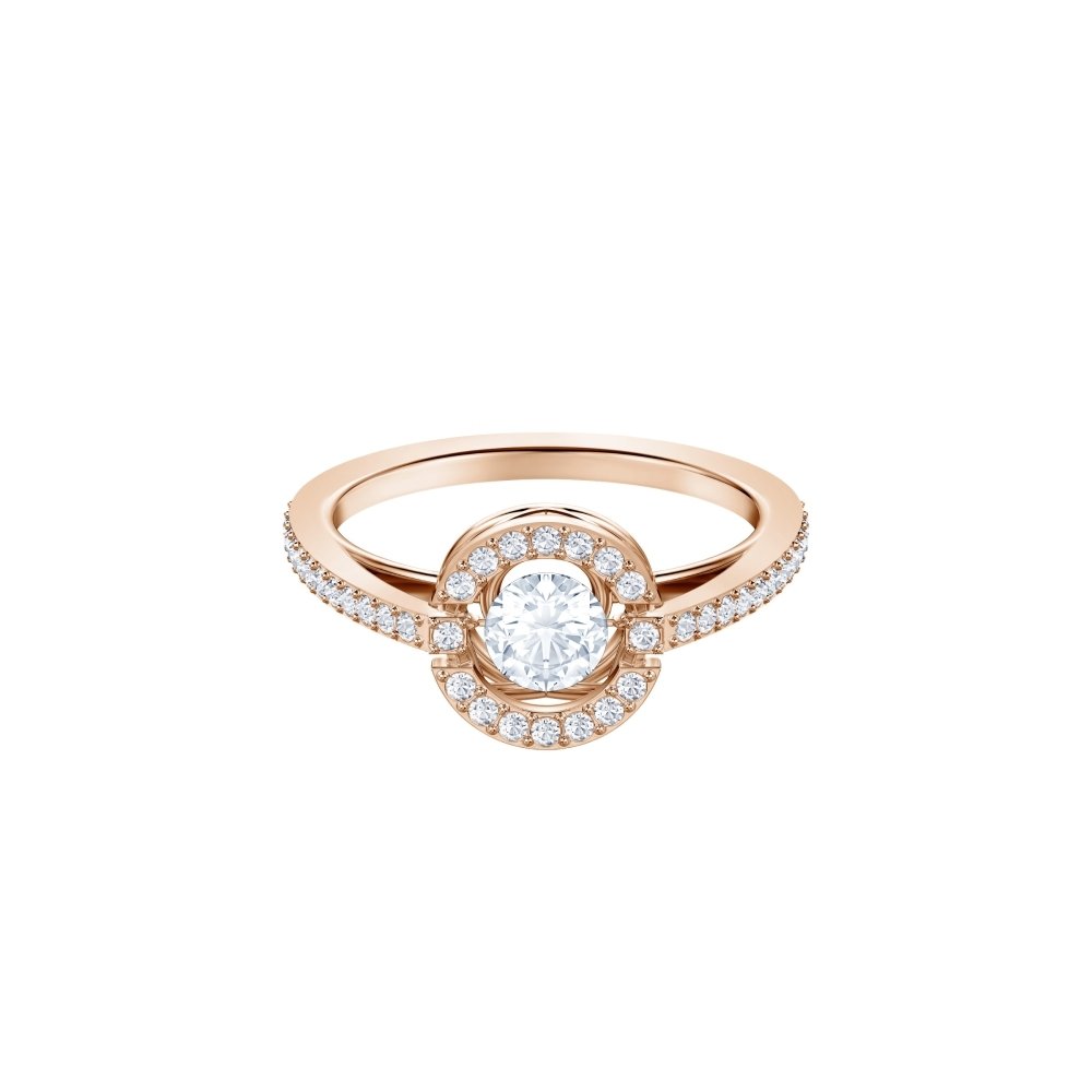 Swarovski Rhodium Plated Sparkling Dance Round Ring, Size 55 5537057  9009655370576 - Jewelry - Jomashop